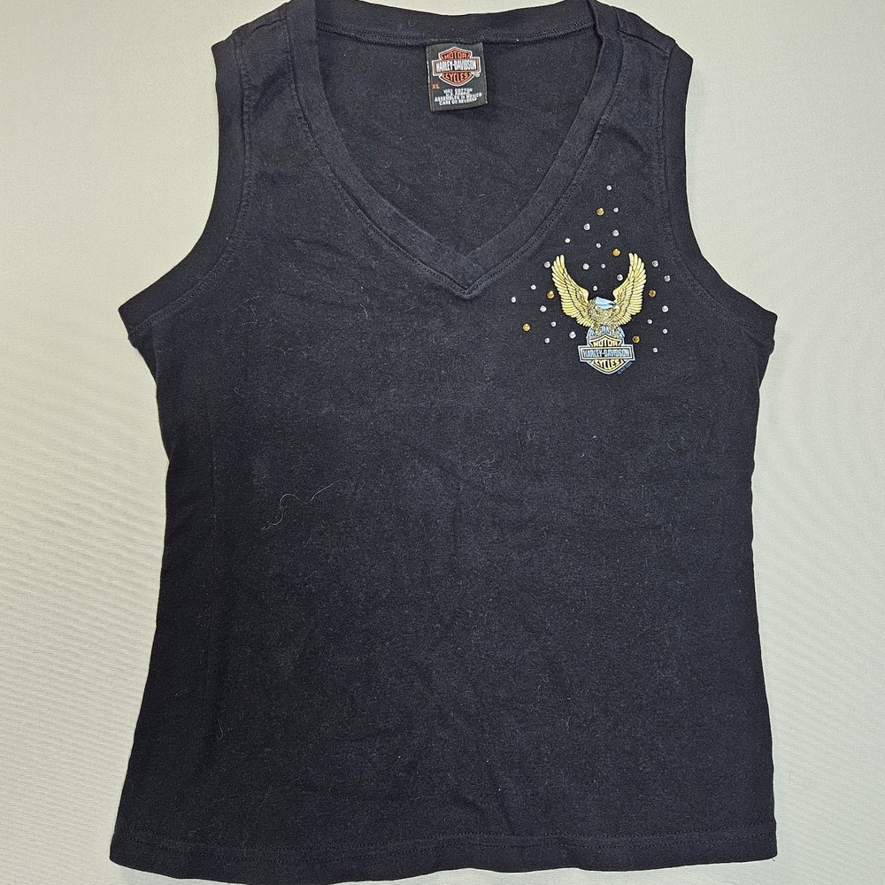 Harley-Davidson Eagle Rhinestone Tank‎ Top Black XL Faribault MN Women's